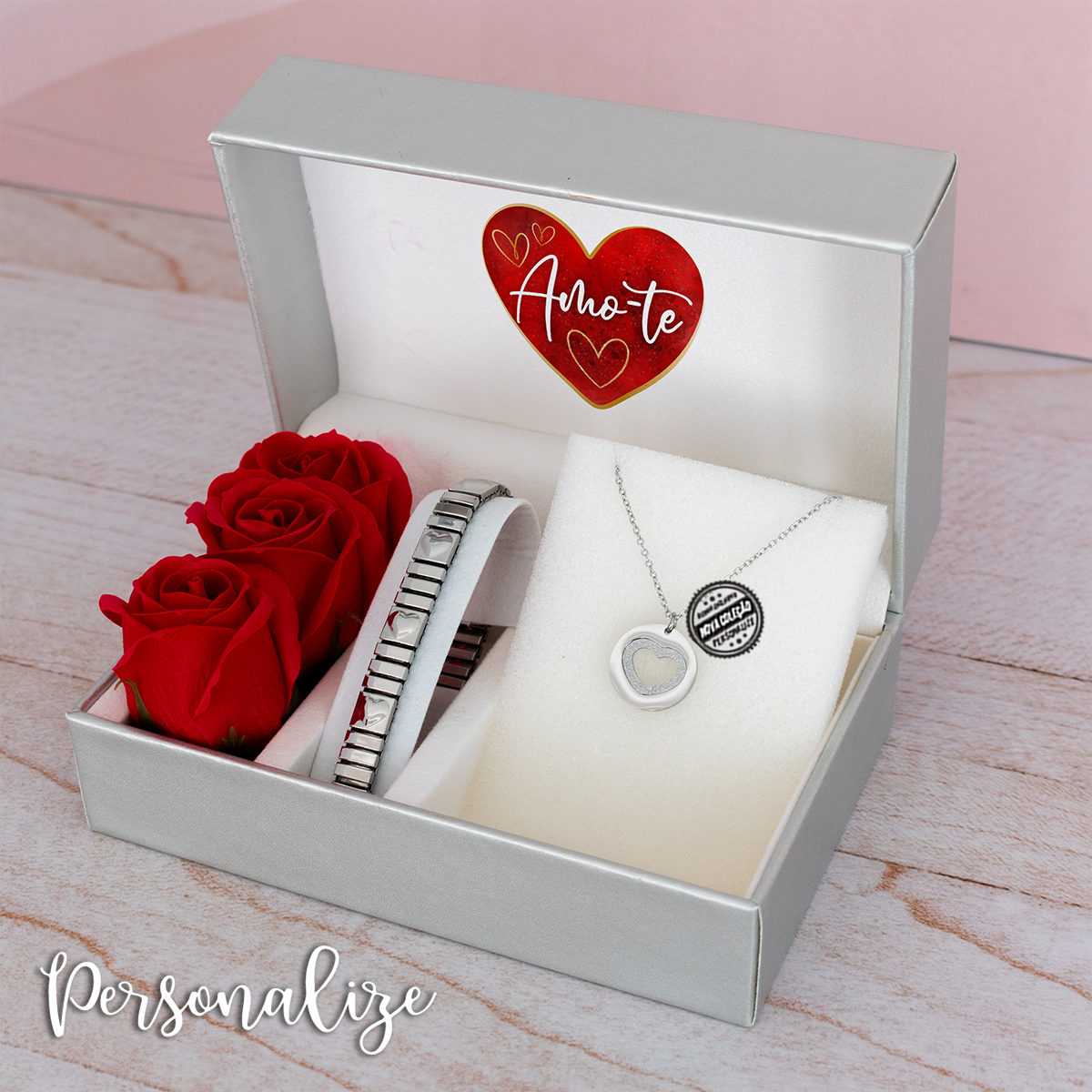 Conjunto de Fio e pulseira " Coração"