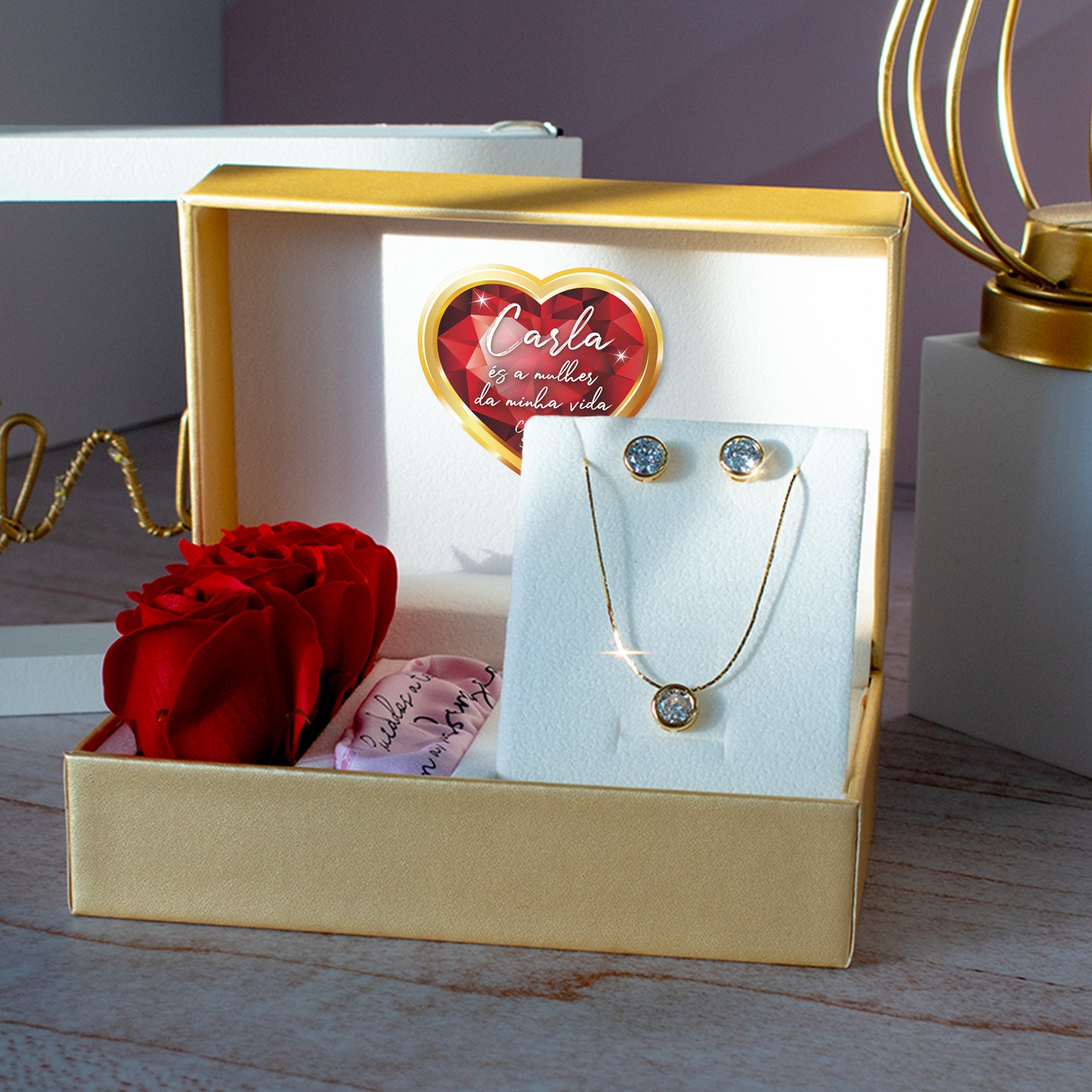 Conjunto semijoia aqua "Love"