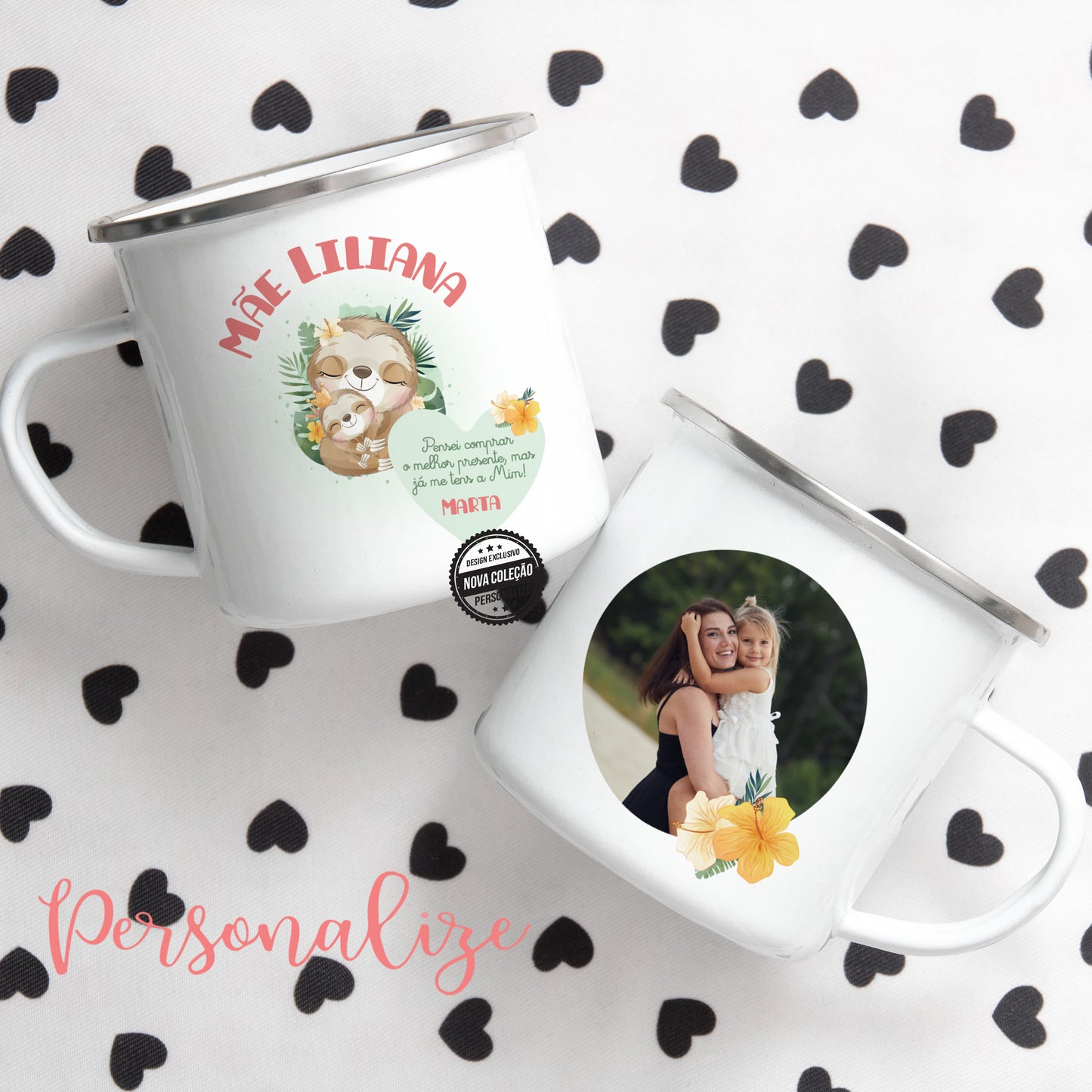 Caneca esmalte "Pensei comprar-te o melhor presente mas... já me tens a mim !!!"