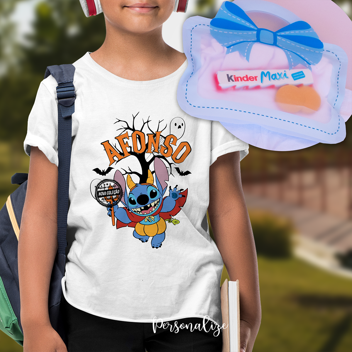 T-shirt com saco de doces "Stitch"