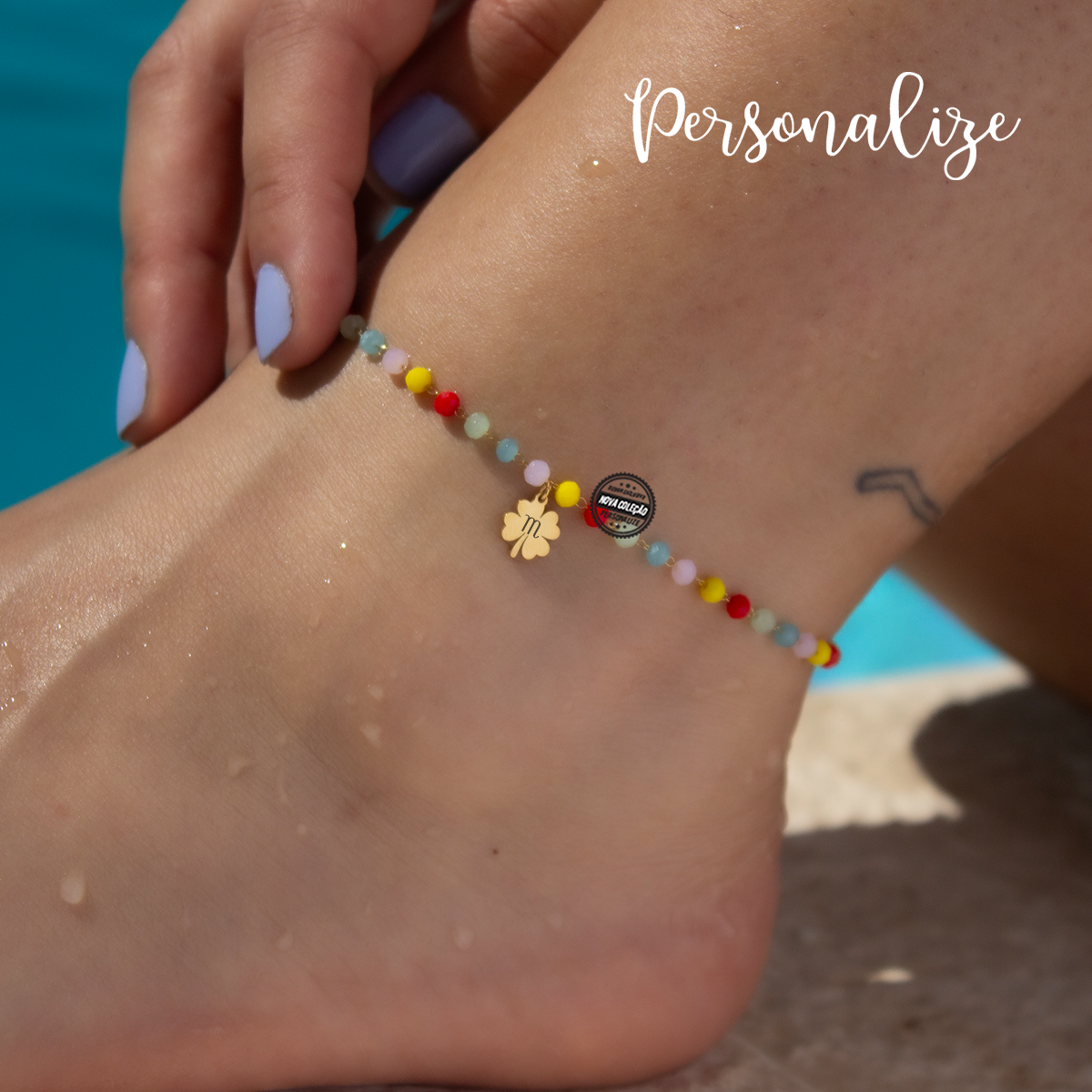 Pulseira de pé trevo "Rainbow"