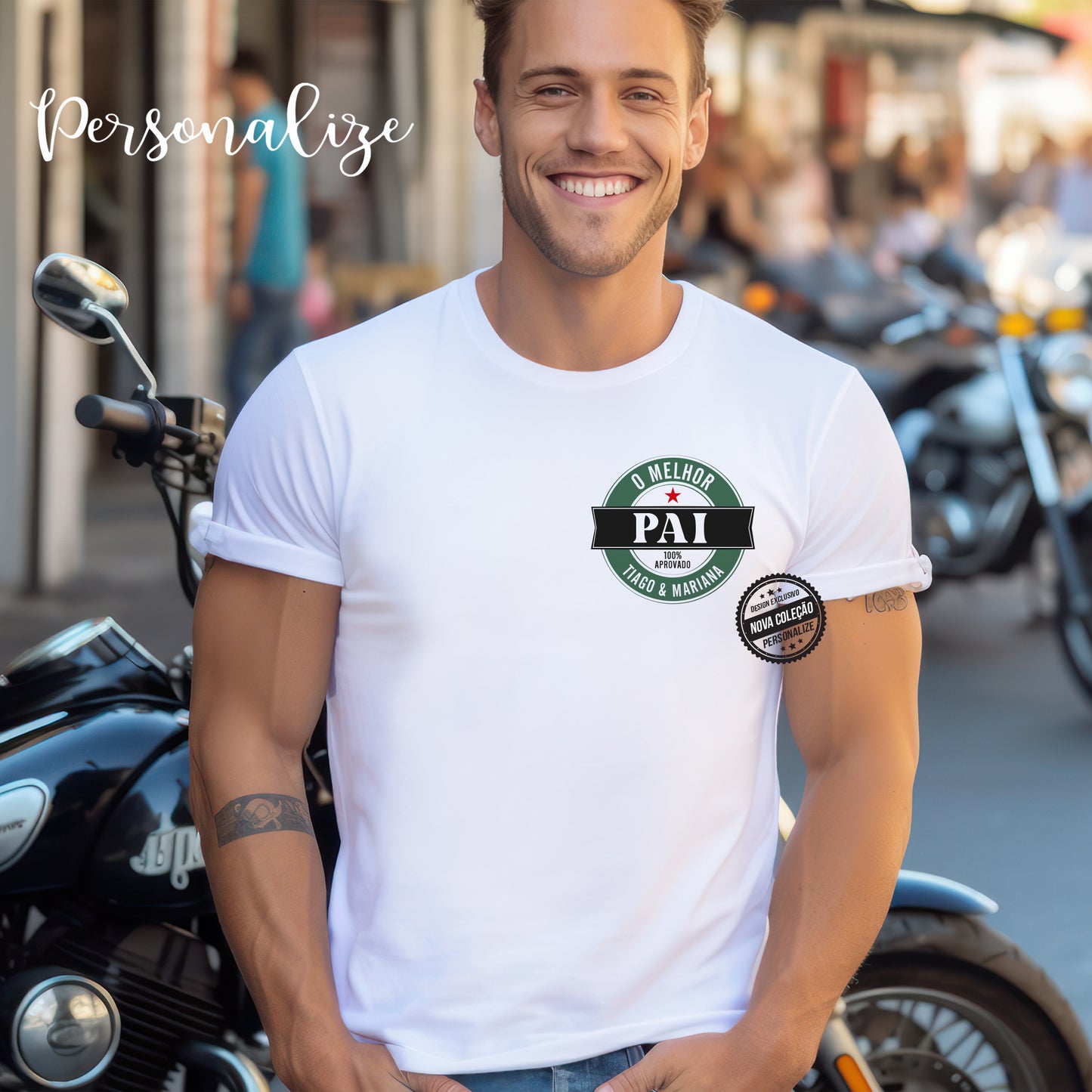 T-shirt " Melhor pai - 100 % autentico "