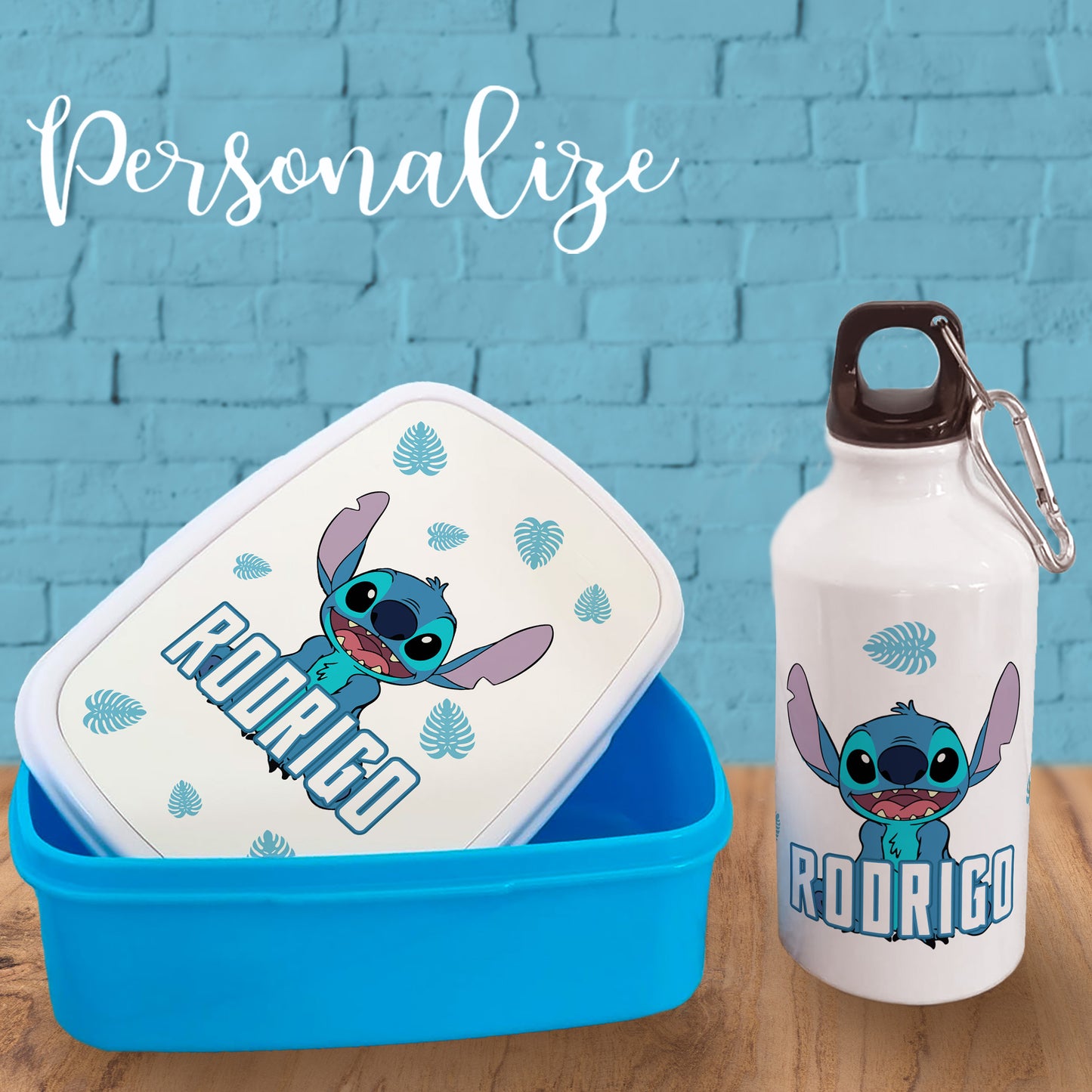 Caixa de lanche e garrafa " STITCH"