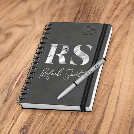 Agenda A5 2026 argolas "Iniciais"