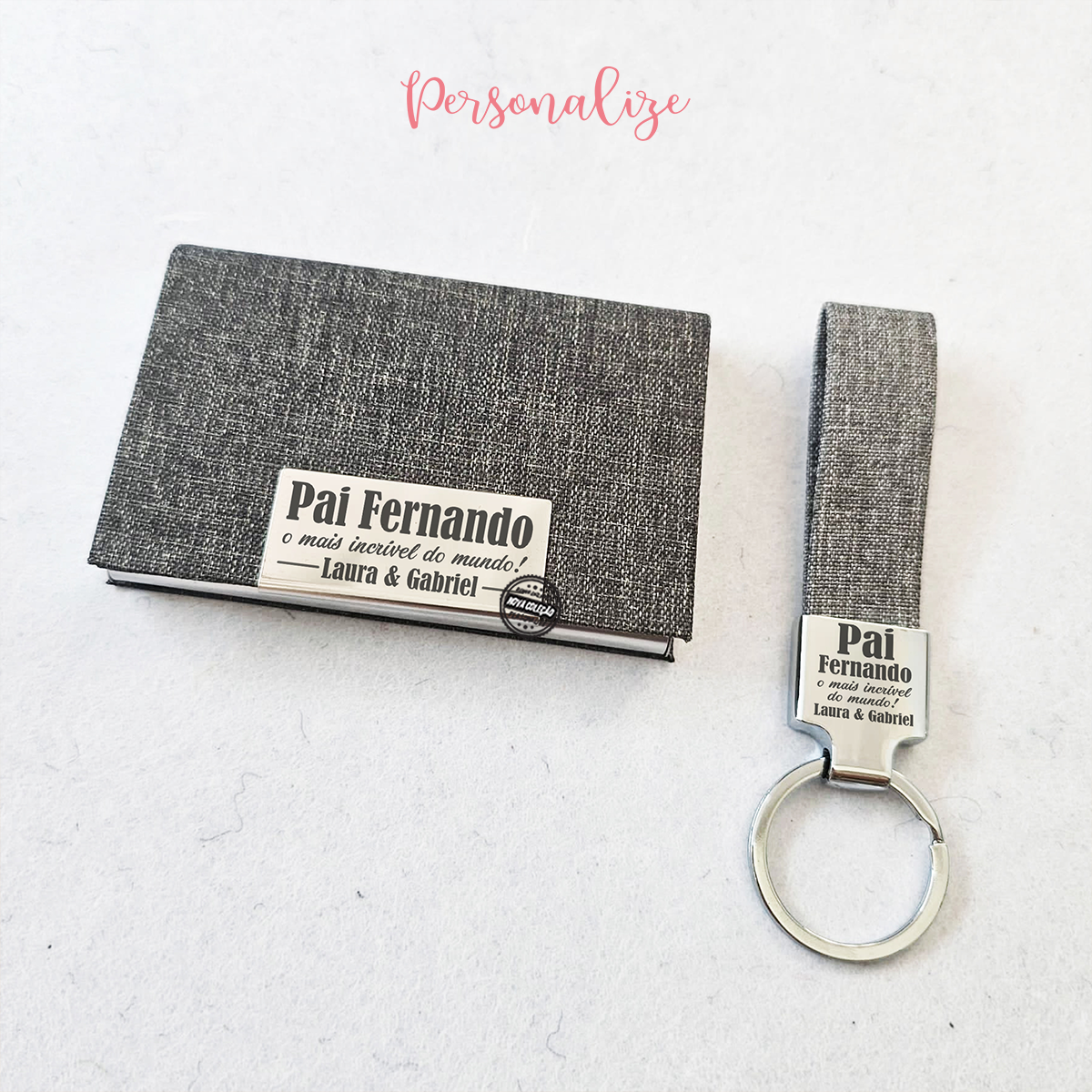 Conjunto porta cartões e porta chaves "Pai"