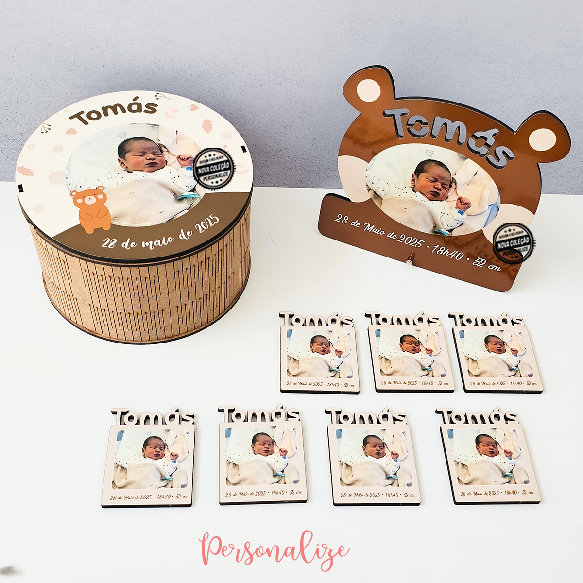 kit nascimento ursinho "Dados de nascimento"