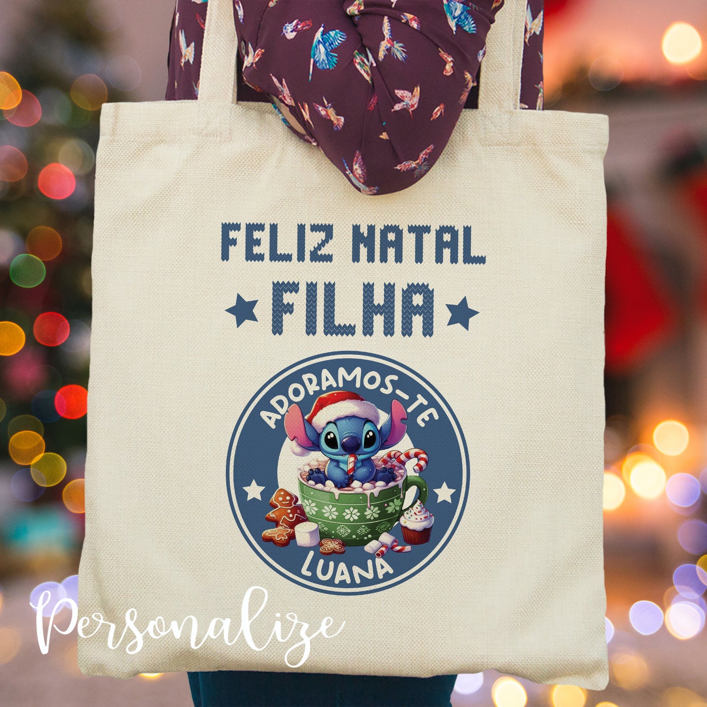 Saco de linho " Feliz Natal "