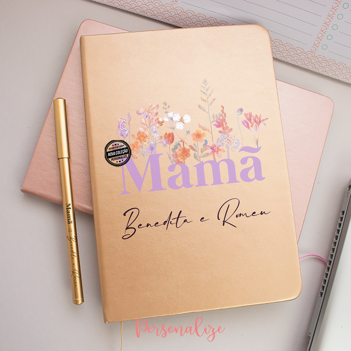 Bloco e/ou caneta floral "Mamã"