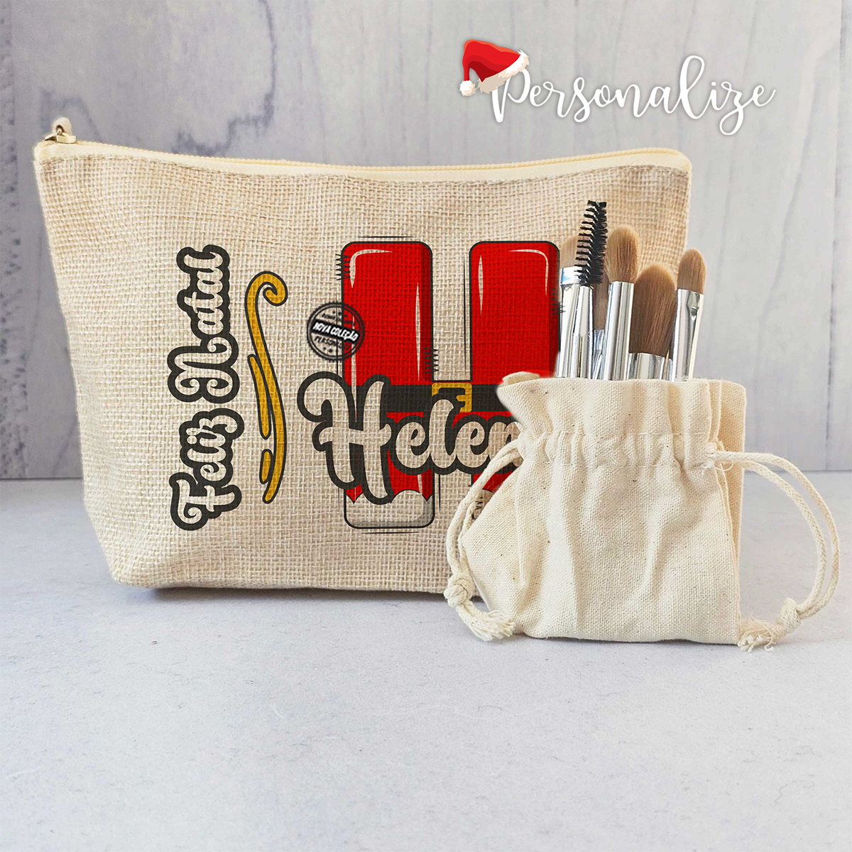 Bolsa inicial com pinceis "Feliz natal "