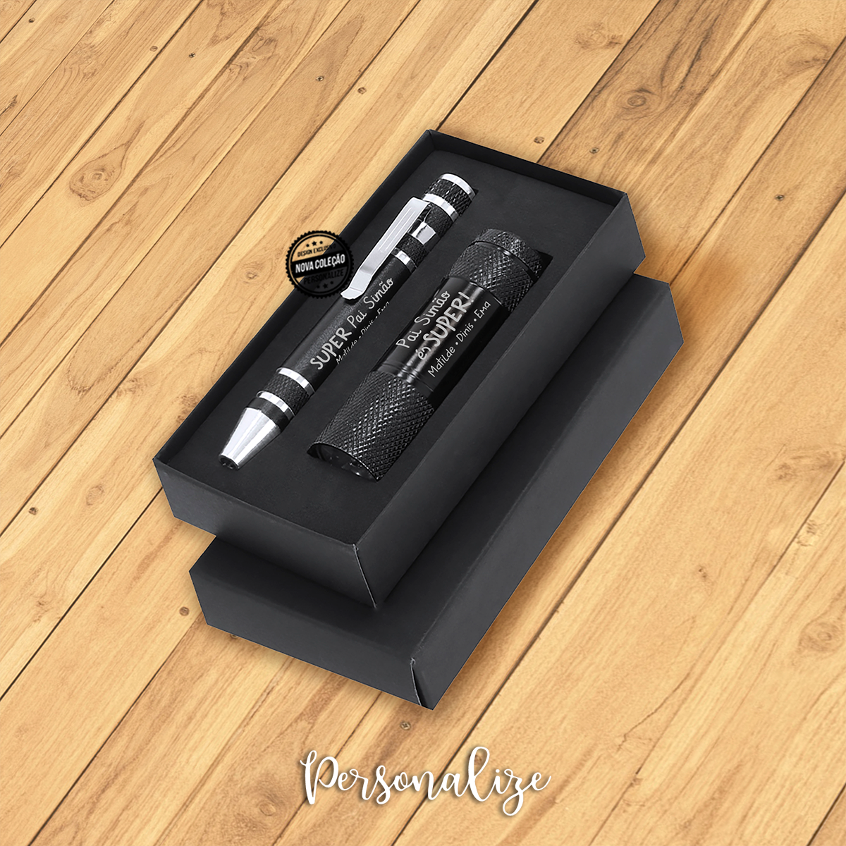 Conjunto lanterna e mini ferramentas "Super Pai"