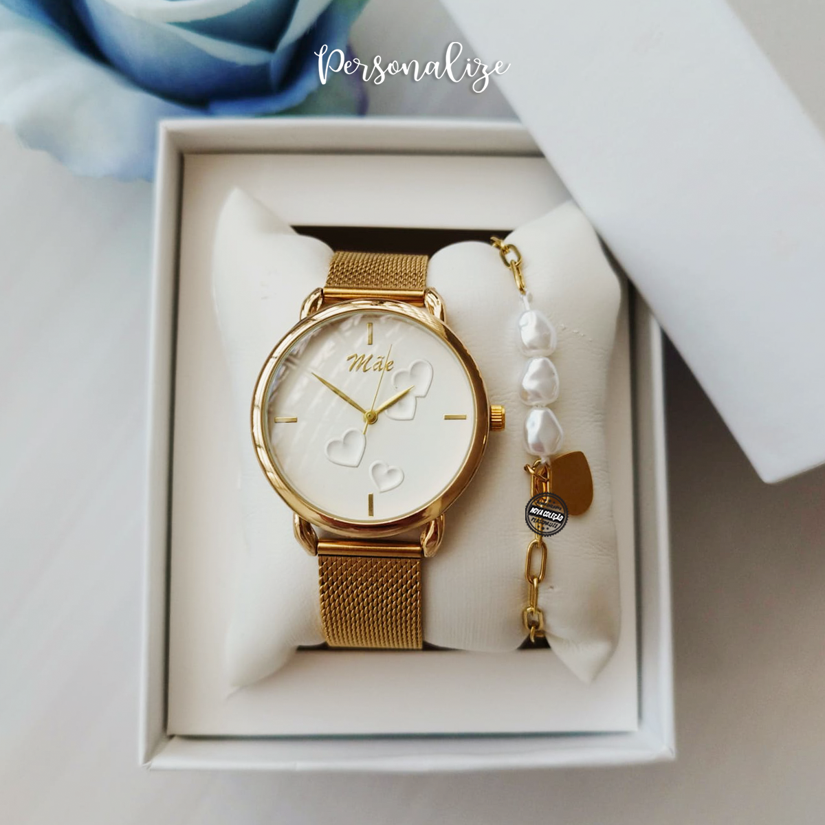 Conjunto relógio e pulseira "Mãe"