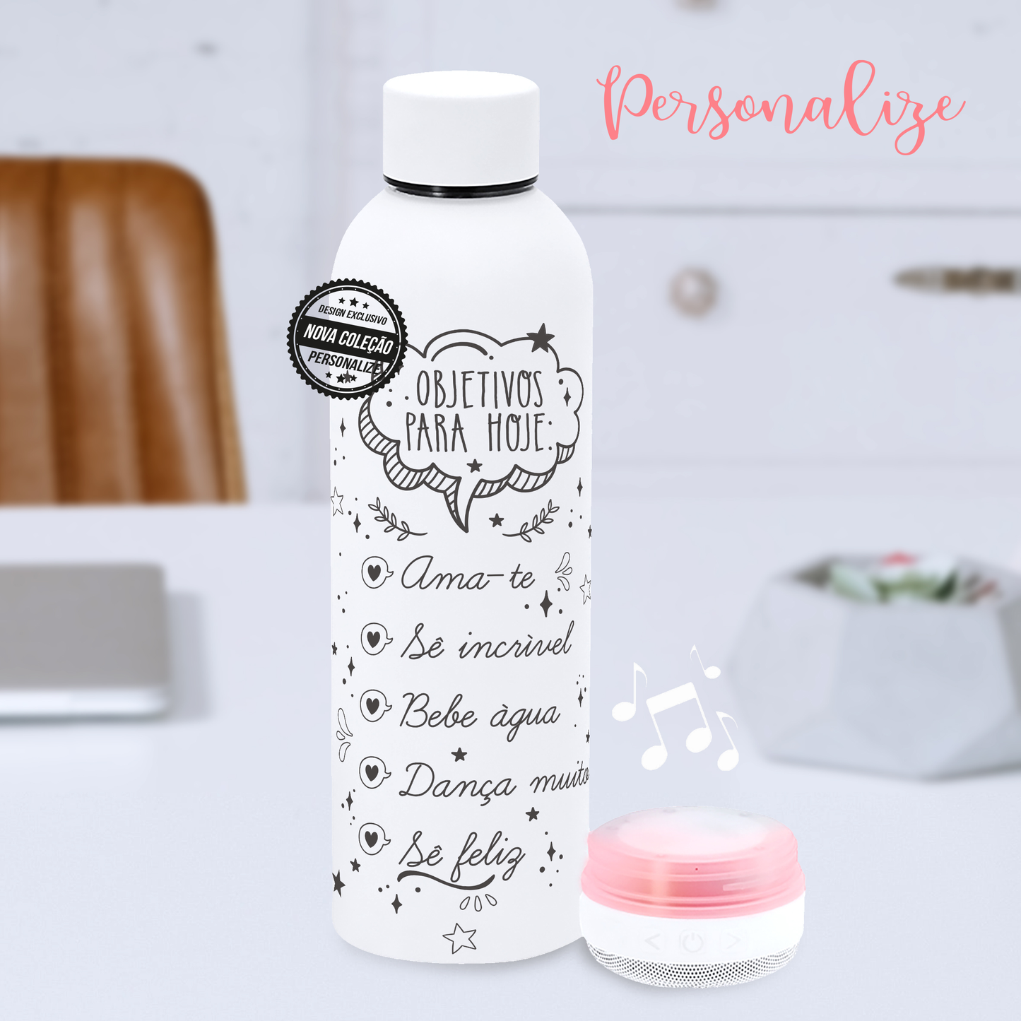 Garrafa com coluna " Objetivos"