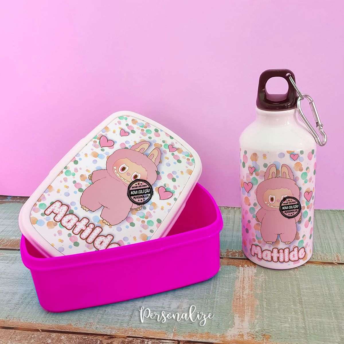 Conjunto marmita e garrafa "Labubu"