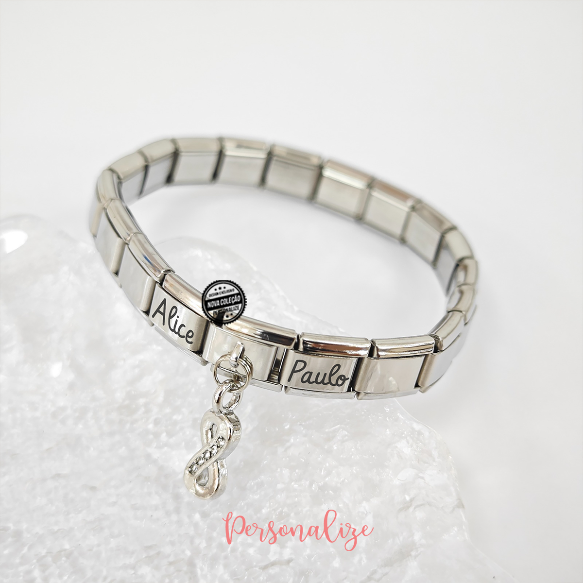 Pulseira nomes "Coração / Infinito"