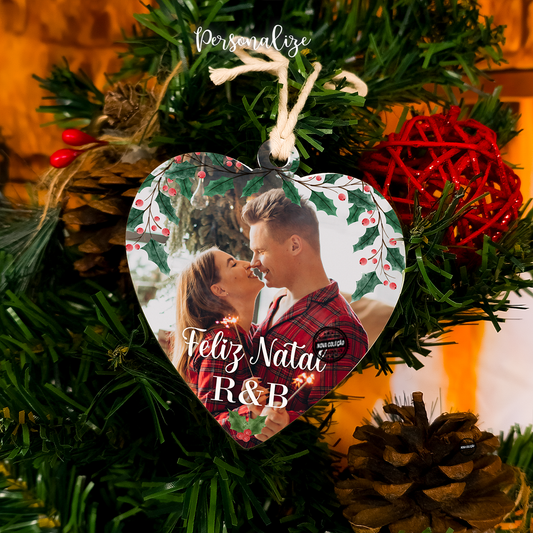 Pendente de natal coração com fotografia