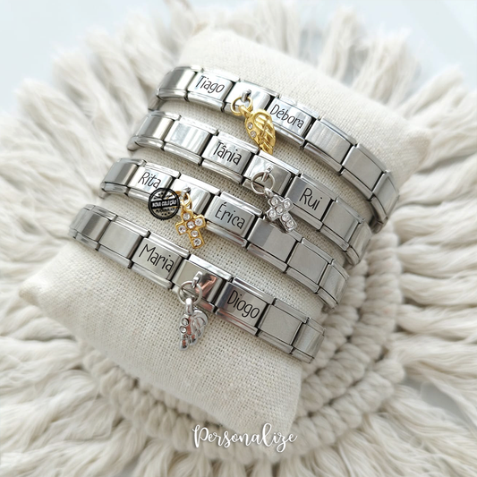 Pulseira inspiração cruz/asa "Nomes"