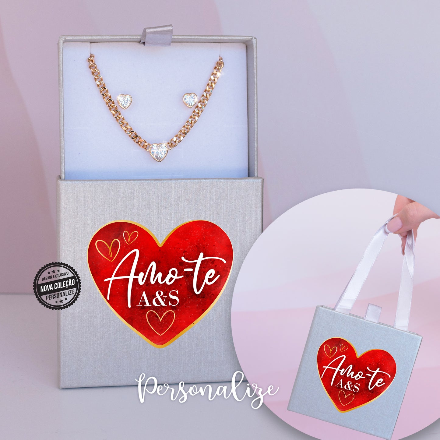 Conjunto semijoia " Amo-te "