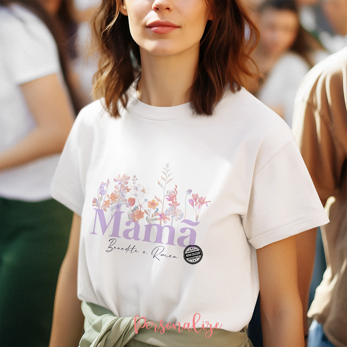 T-shirt floral "Mamã"