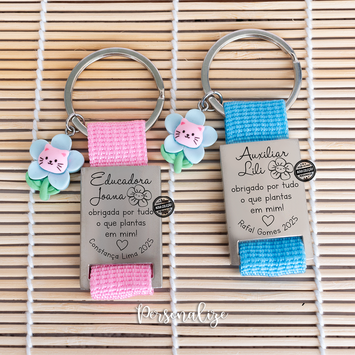 Porta-chaves flor "Obrigada por tudo..."