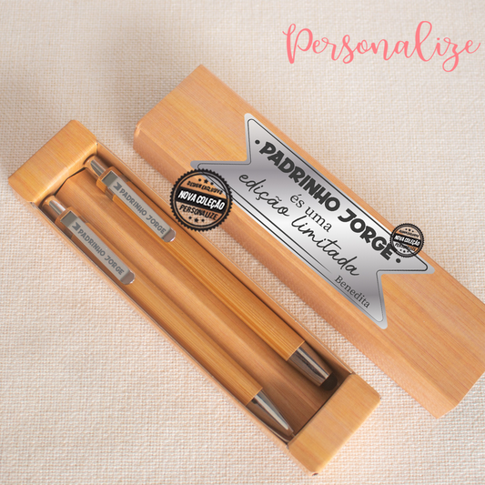 Conjunto caneta e lapiseira "Padrinho edição limitada..."