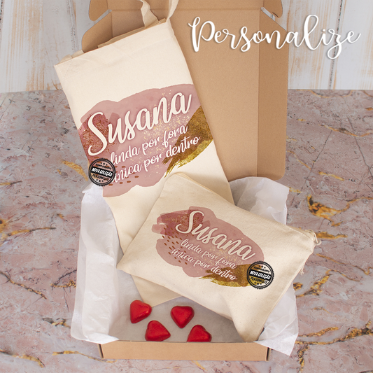 Conjunto saco e bolsa "Linda por fora, única por dentro..."