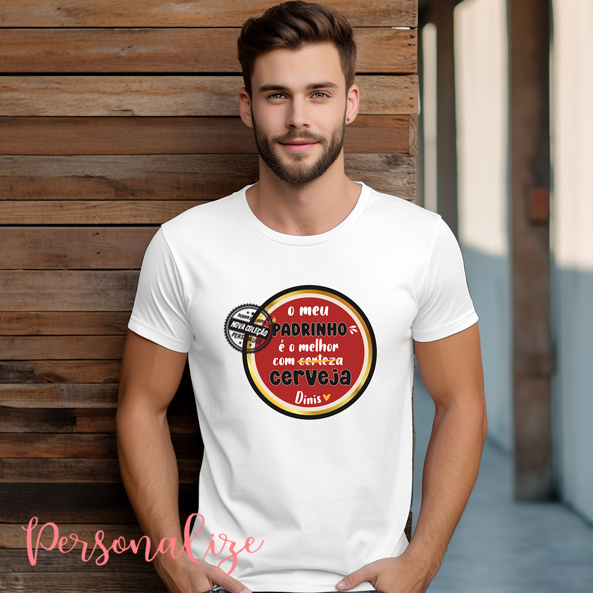 T-shirt Padrinho " O meu padrinho é melhor com cerveja"