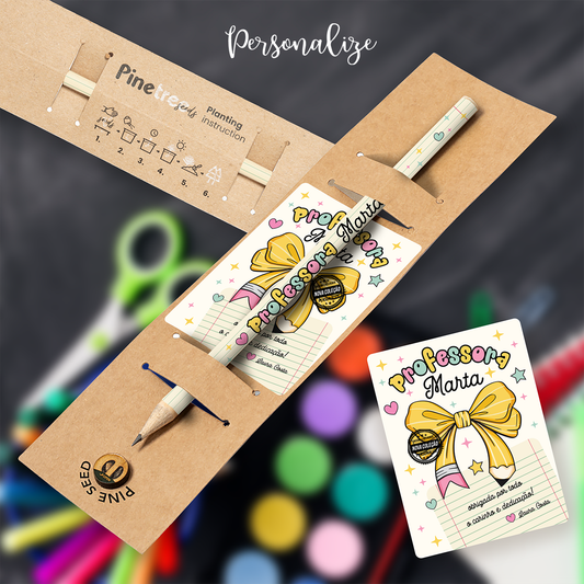 Lápis semente de pinheiro laço  "Obrigada..."