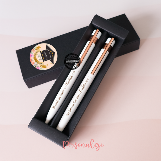 Conjunto de caneta roller e esferográfica em estanho reciclado "Finalista"