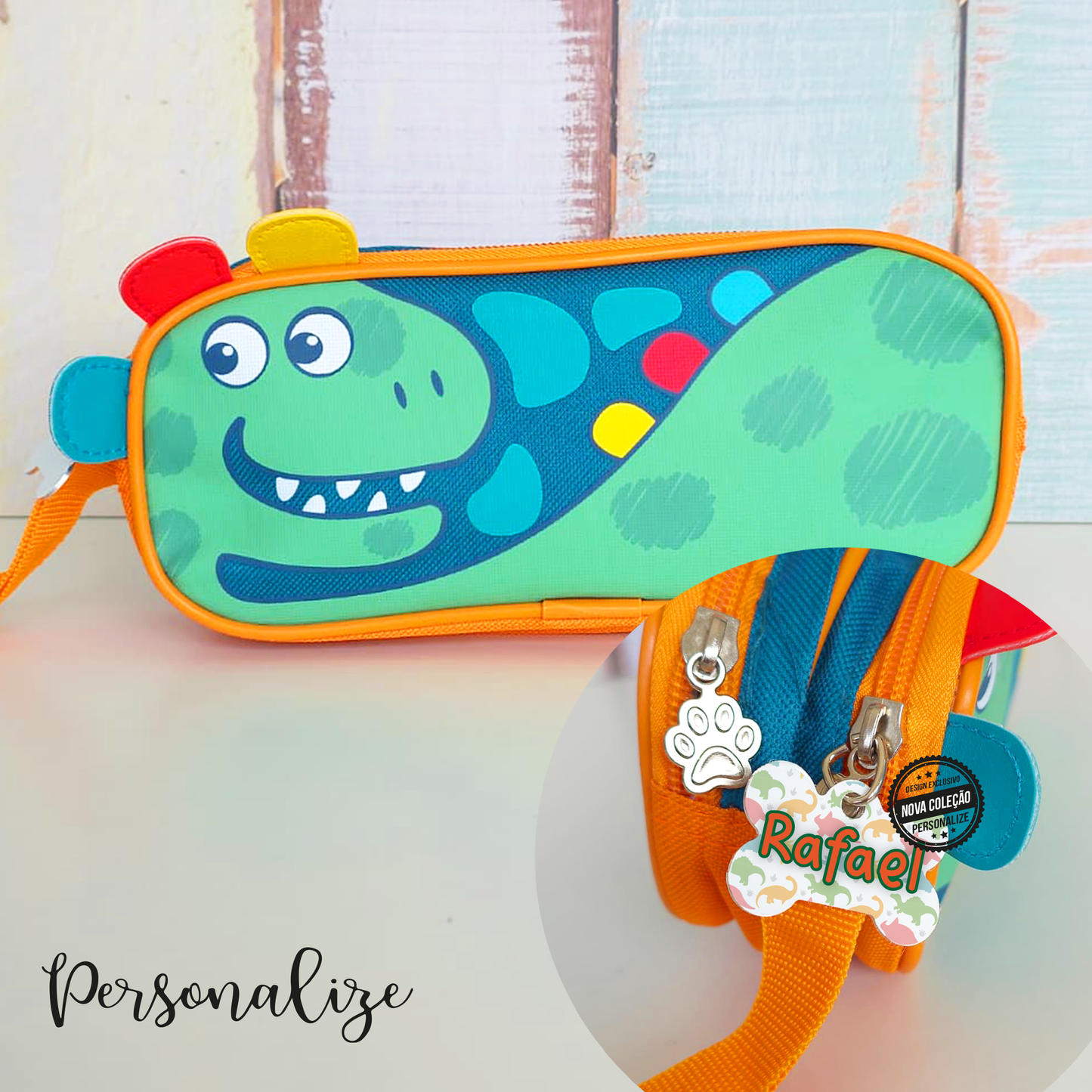 Estojo duplo "Dinossauro" com OFERTA do identificador