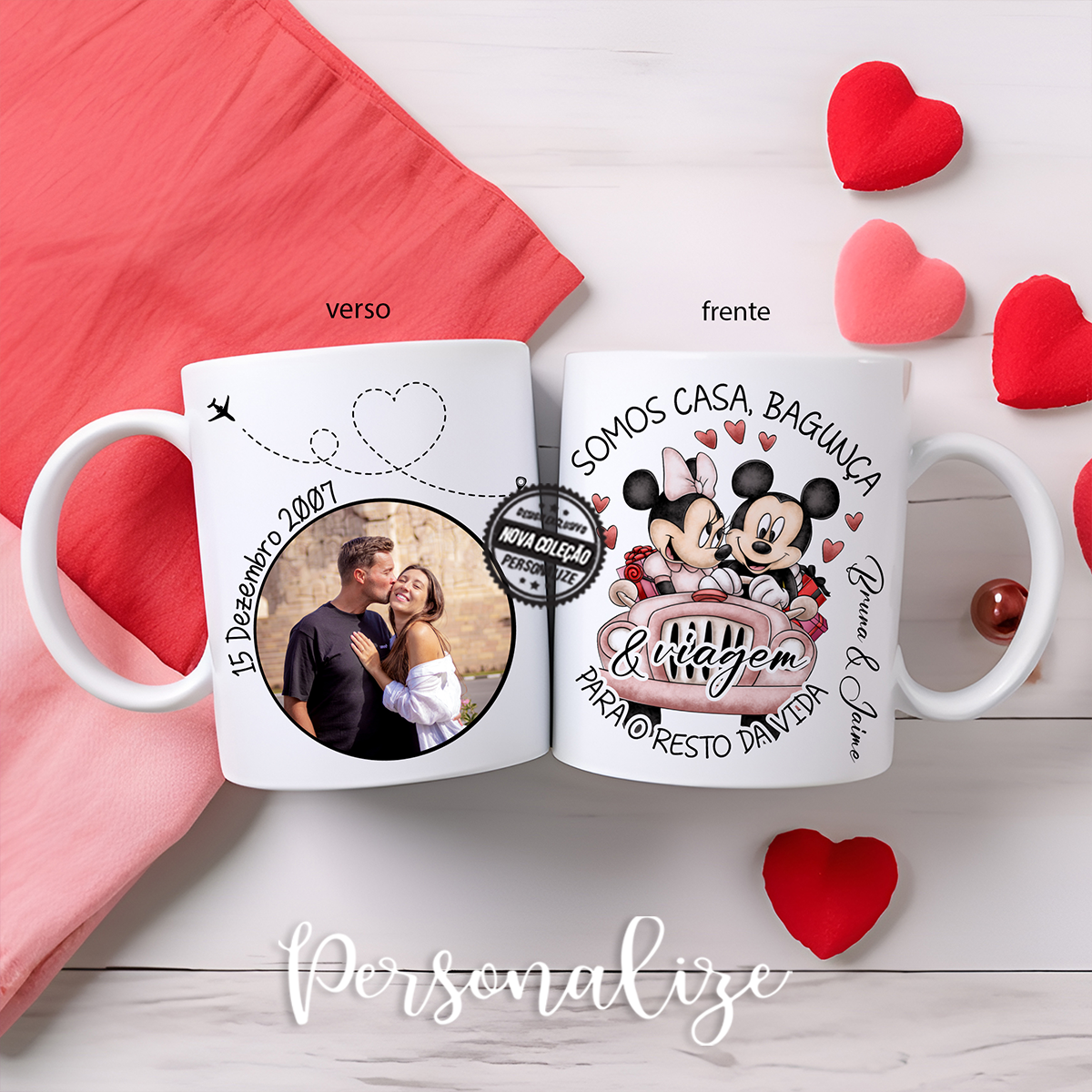 Caneca Minnie e Mickey "Nós somos casa, bagunça.."