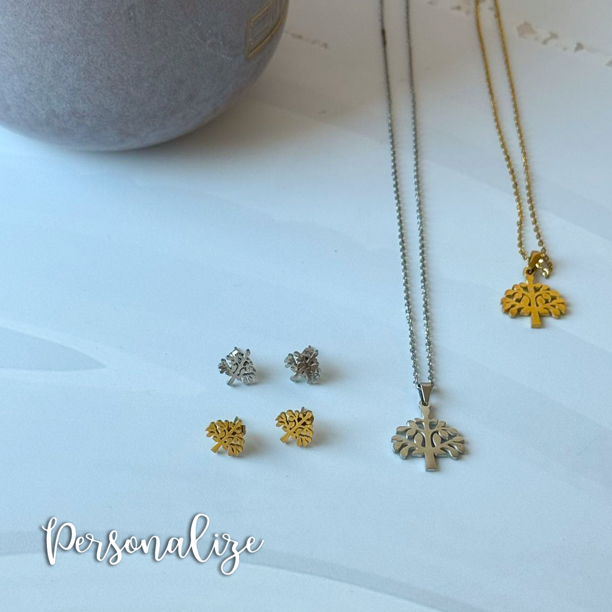 Conjunto fio e brincos "Árvore da vida"