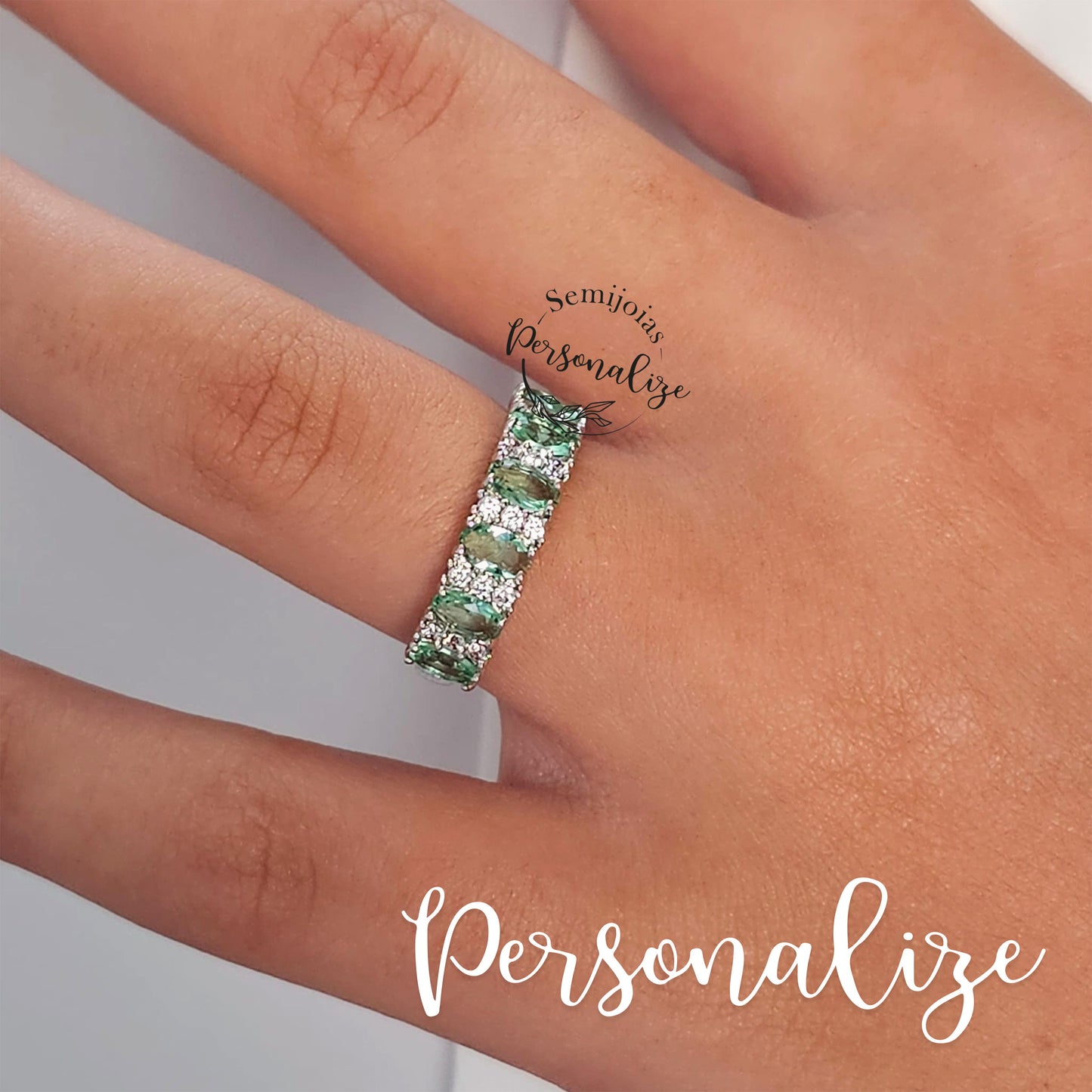 Anel semijoia pedras