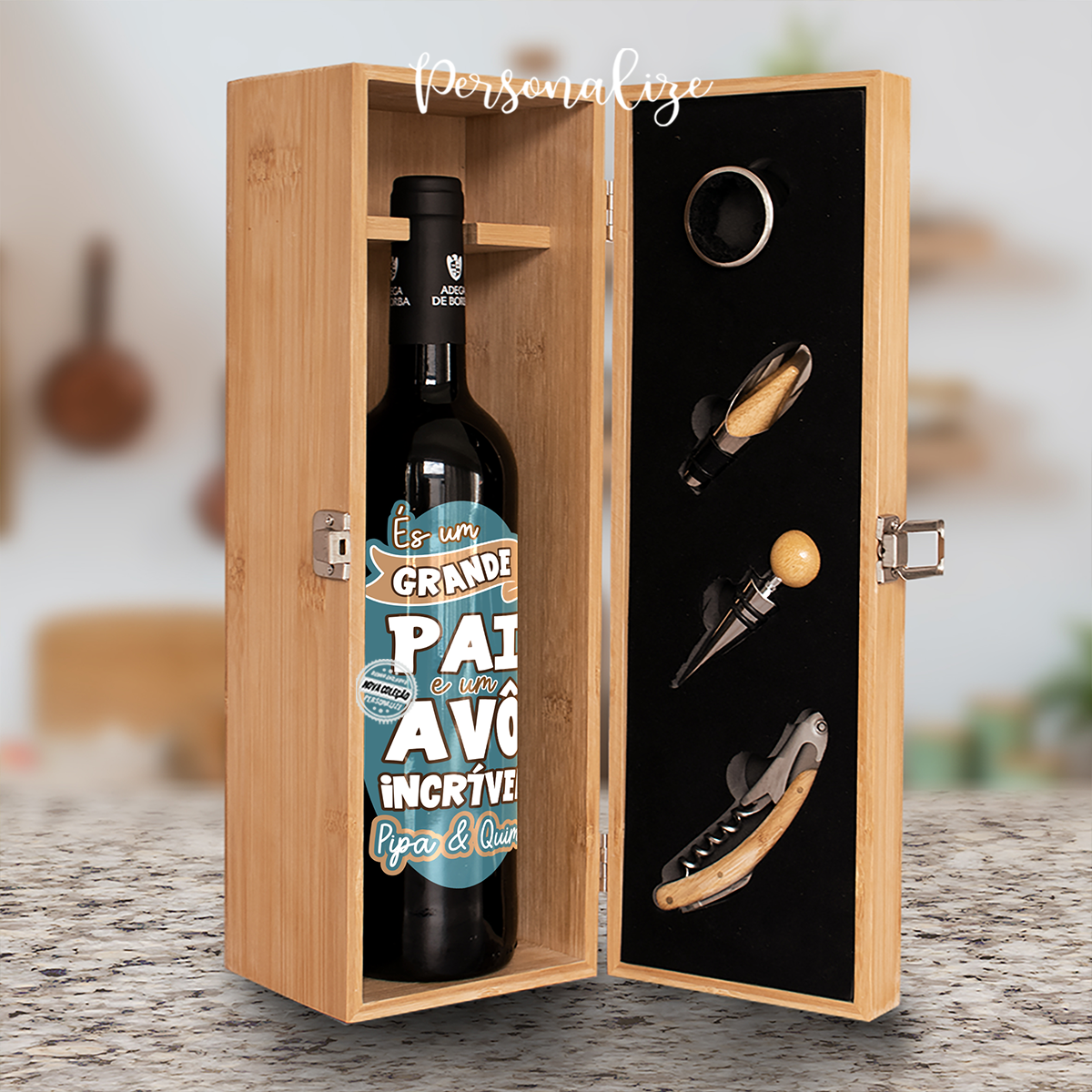 Conjunto de Vinho "És um grande pai e um avô incrível"