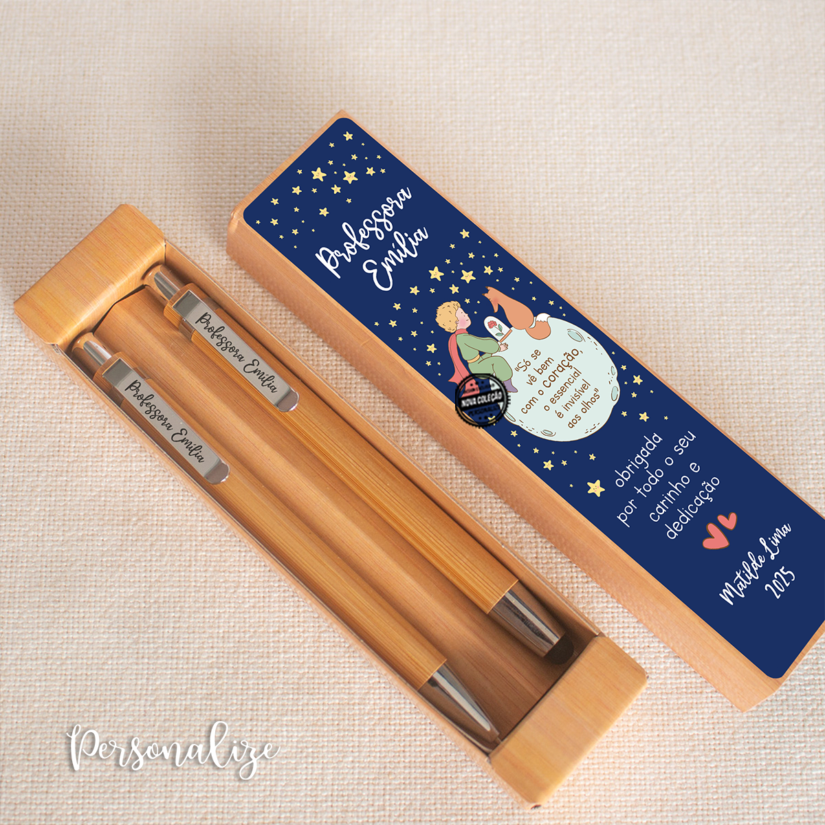 Conjunto de canetas bambu "Principezinho..."