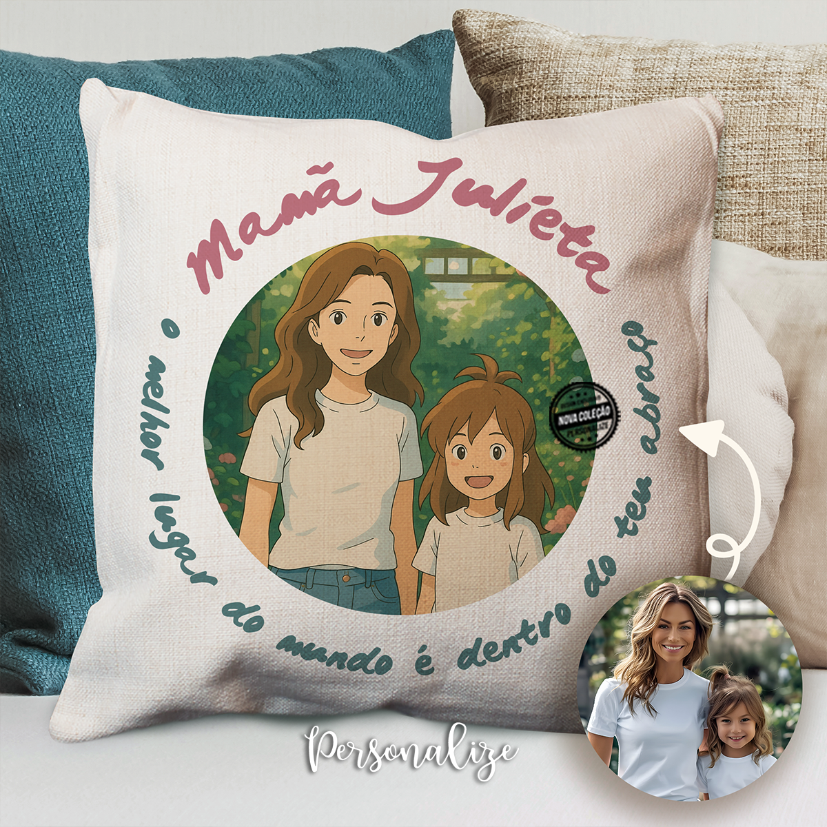 Almofada de linho com fotografia estilo Studio Ghibli