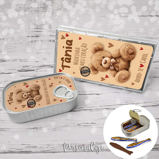 Tablete de chocolate e/ou latinha de sardinhas de chocolate "Madrinha"