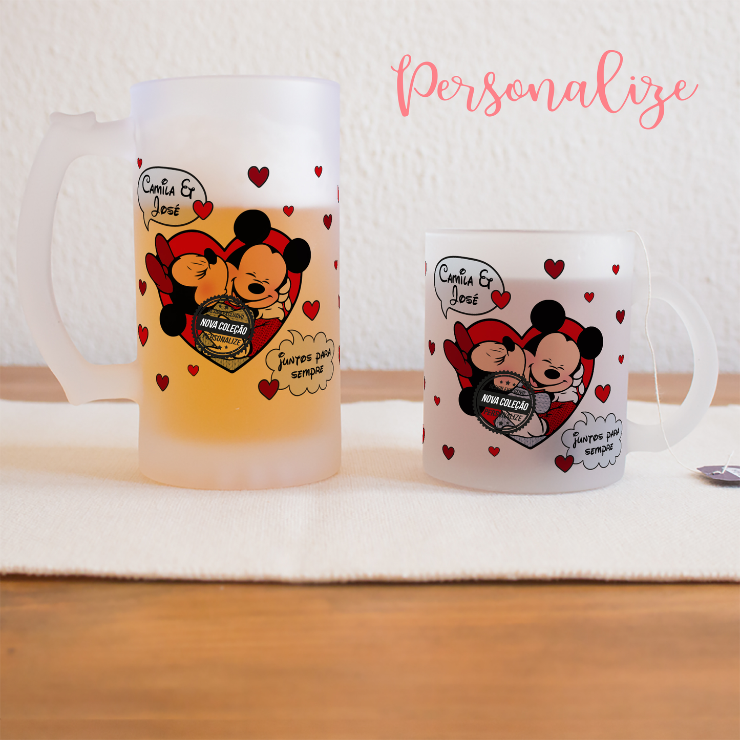 Conjunto de canecas "Minnie e Mickey"