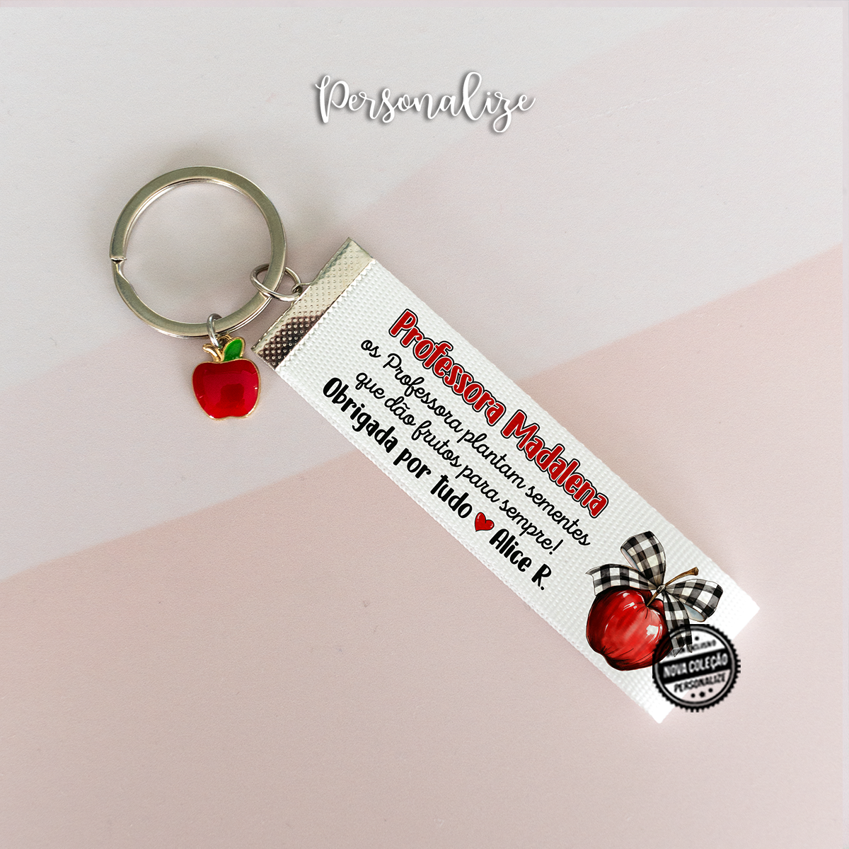 Porta-chaves fita maça "Professora"