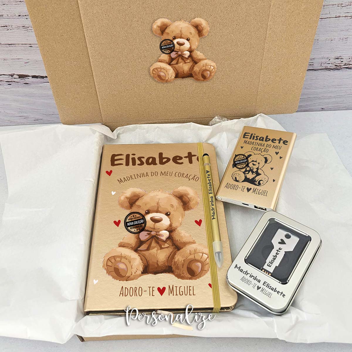 kit Ursinho "Madrinha do meu coração"