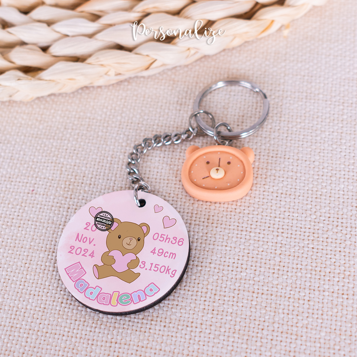 Porta chaves ursinho "Dados Nascimento"