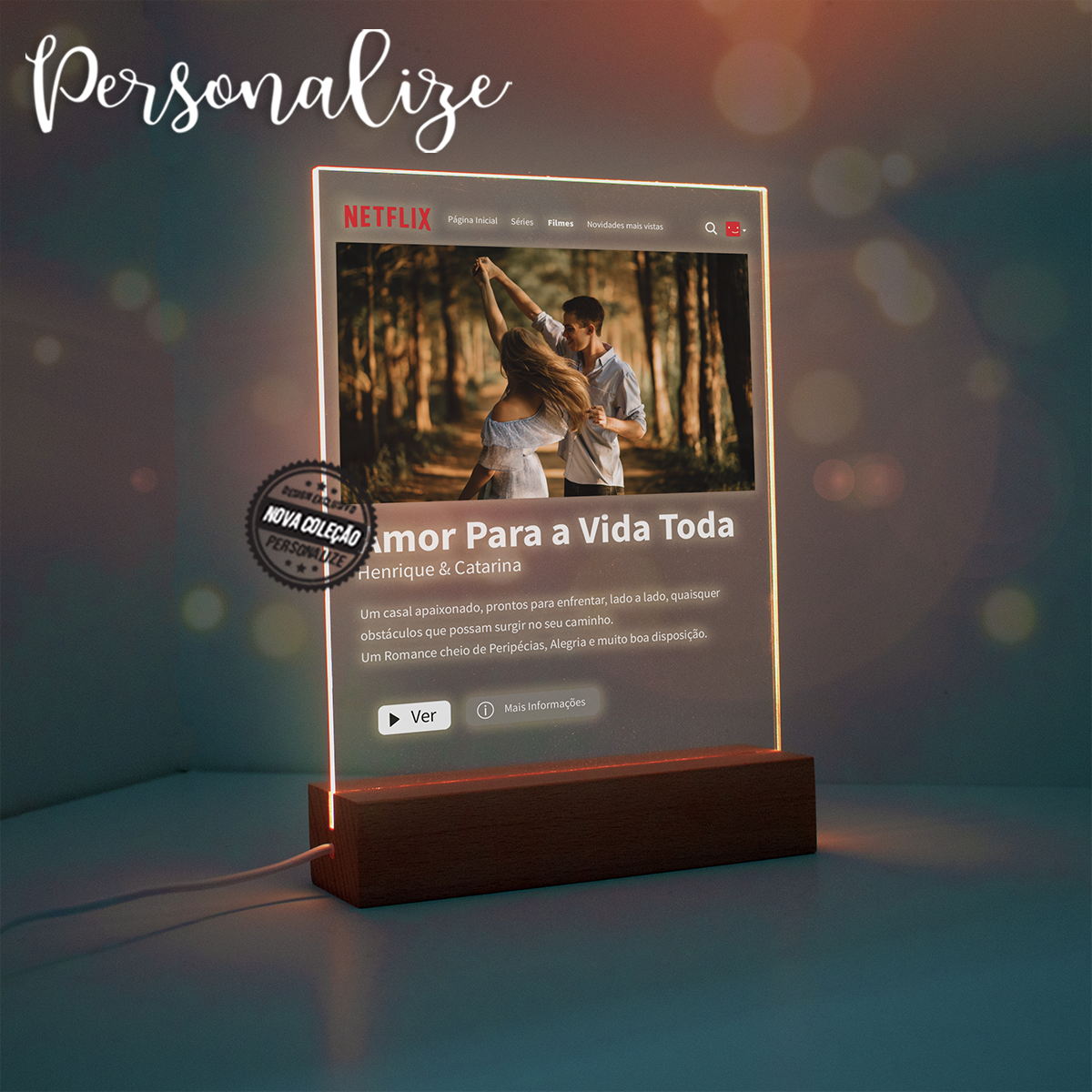 Moldura LED Netflix "Amor para a vida toda"
