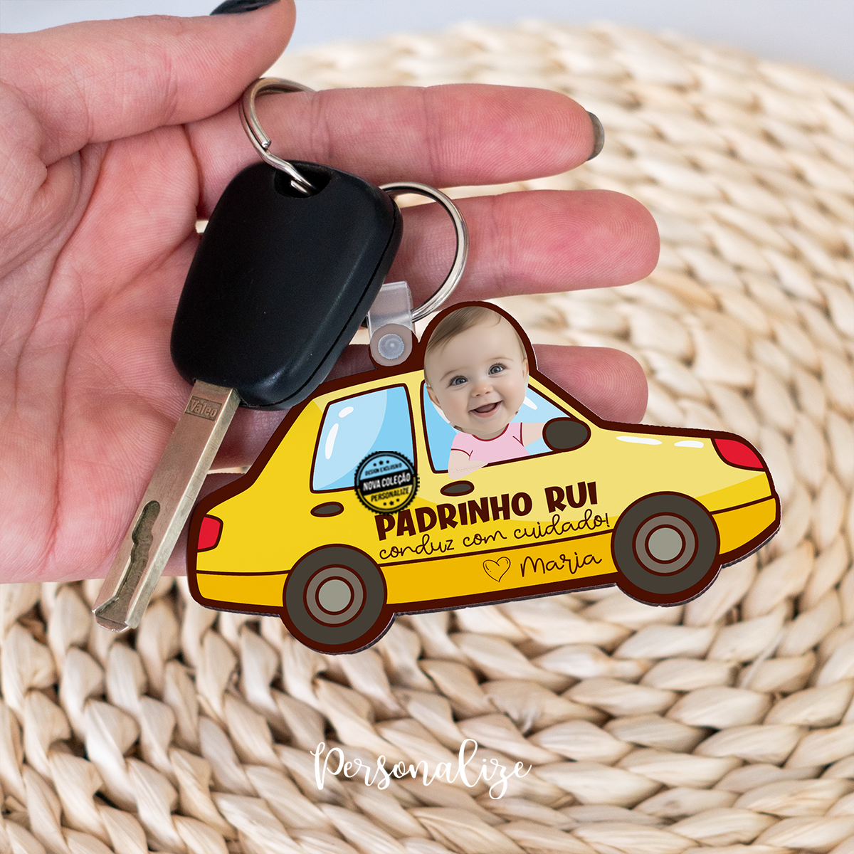 Porta-chaves padrinho carro Fotografia "Conduz com cuidado"