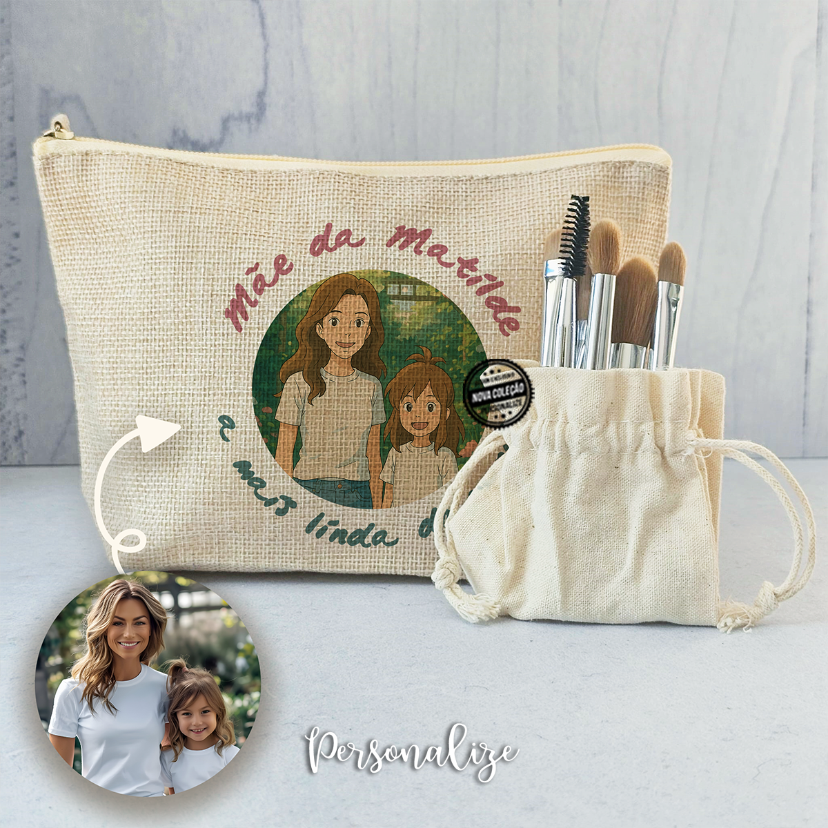 Bolsa com pinceis com fotografia estilo Studio Ghibli