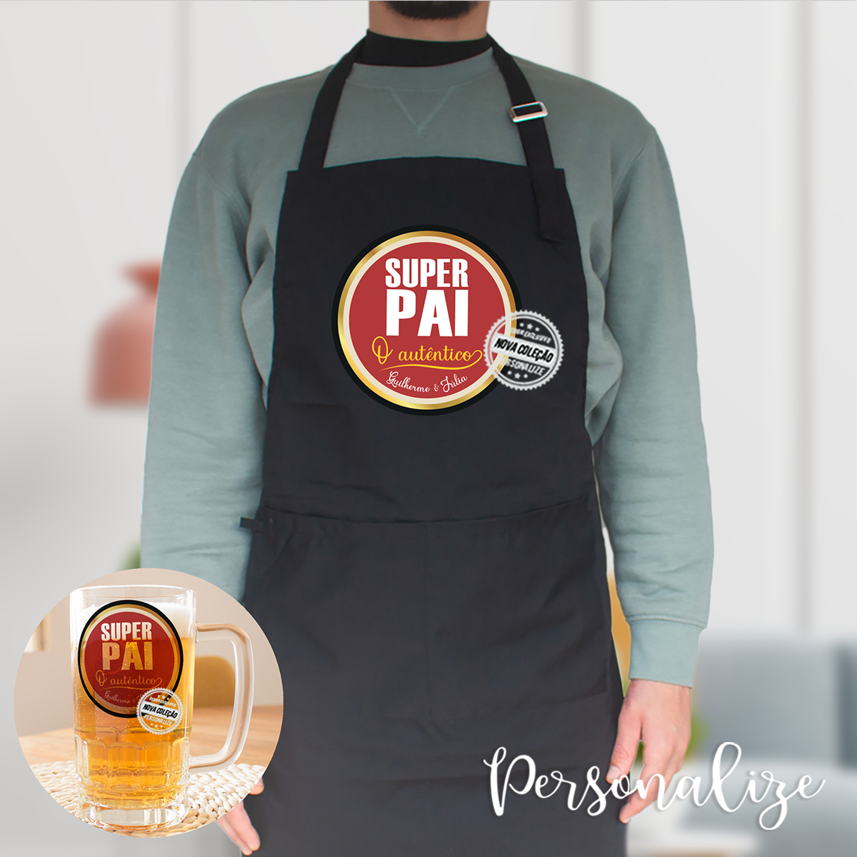 Avental e/ou caneca "Super pai, o autêntico..."