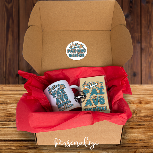 Kit caneca e tablete de chocolate "Pai e Avô"