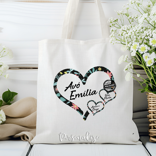 Saco coração florido "Avó"