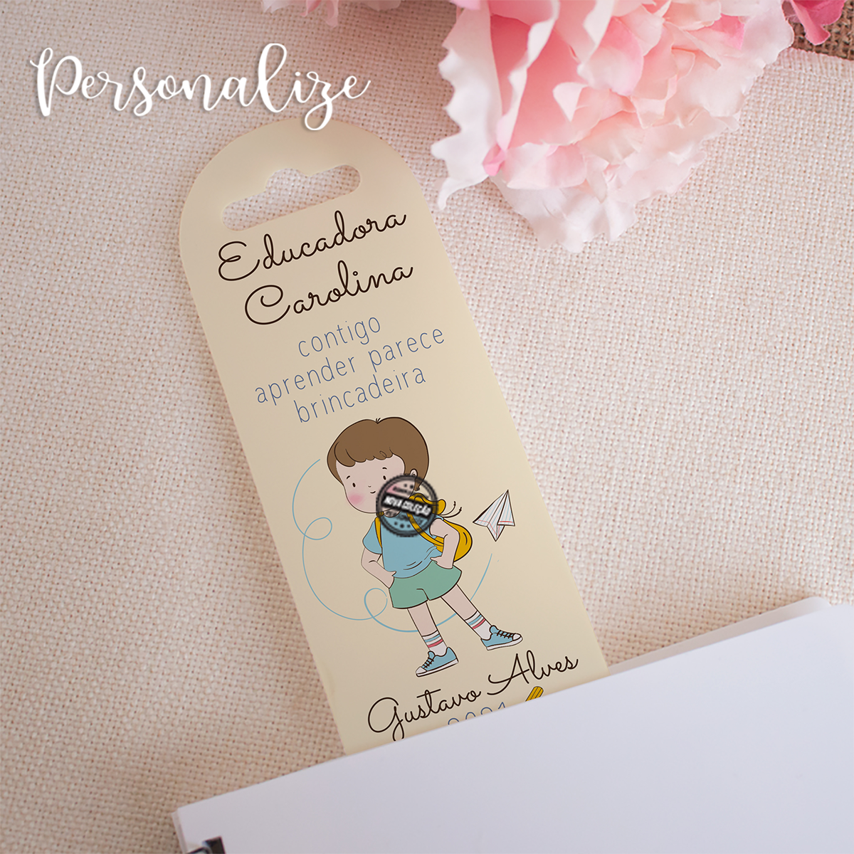 Marcador de livros "Contigo aprender..."