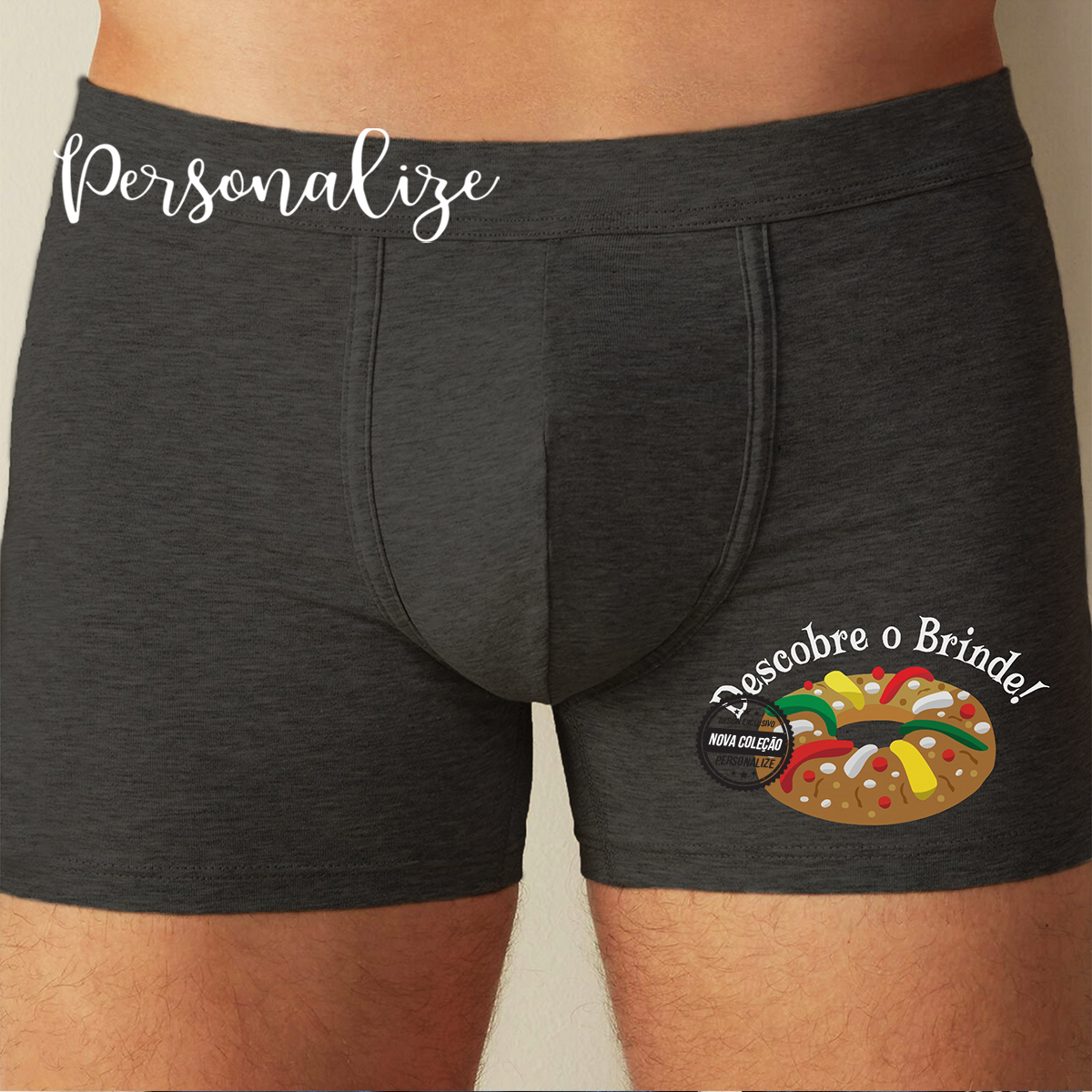 Não procure mais! Encontre connosco os presentes, mais originais e divertidos para este Natal. Personalize com a frase que desejar. Boxer disponíveis em S, M, L e XXL em cinza ou azul escuro. REF: NAT152 Material: Algodão e elastano.
