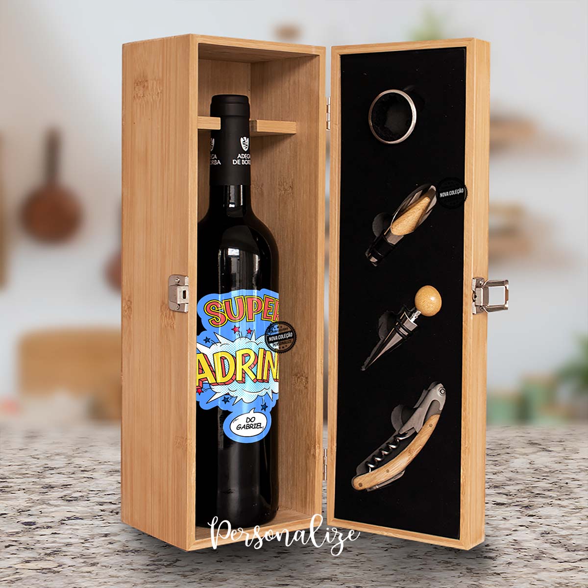 Conjunto de Vinho BD "Super Padrinho"