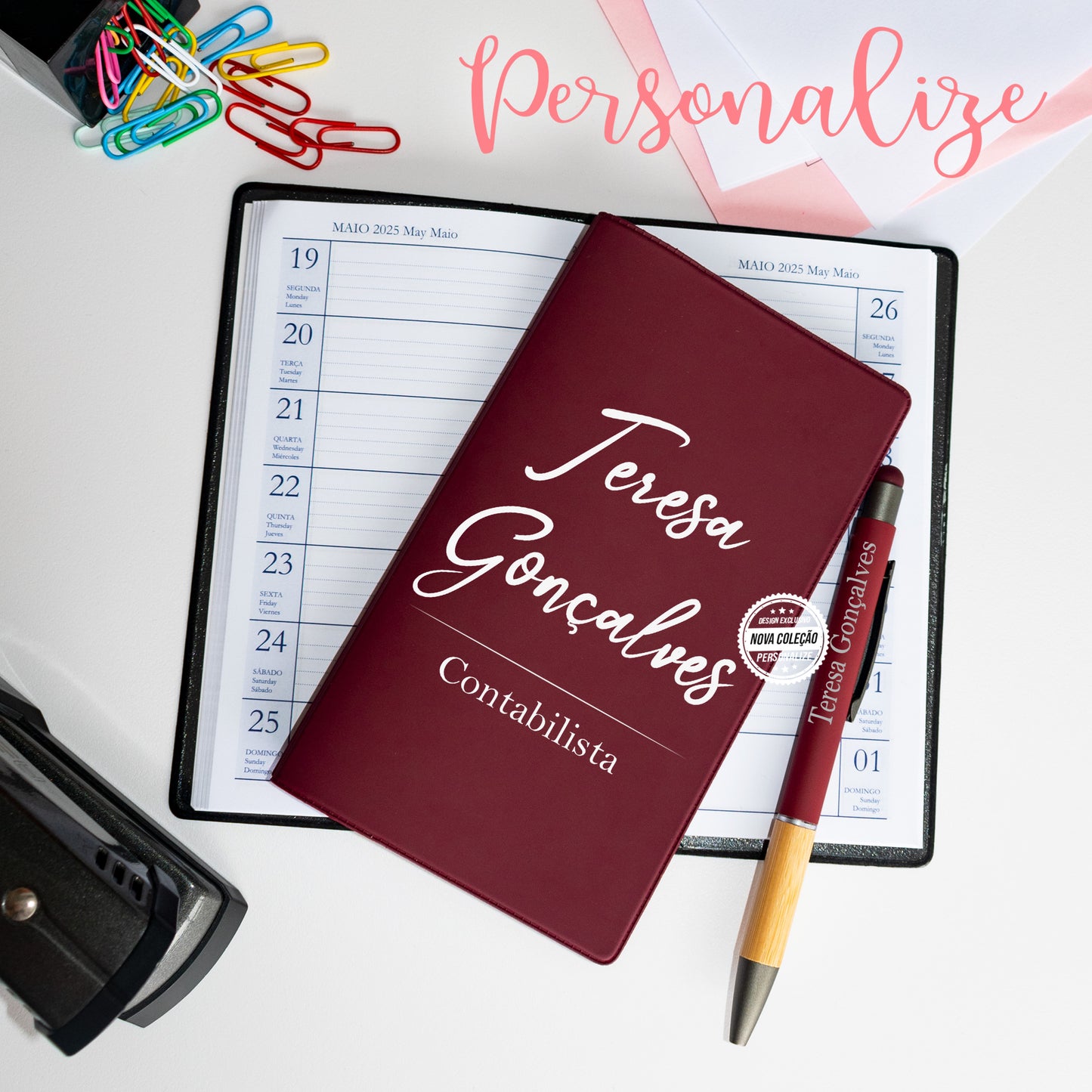 Agenda de bolso 2026 "Nome e profissão"